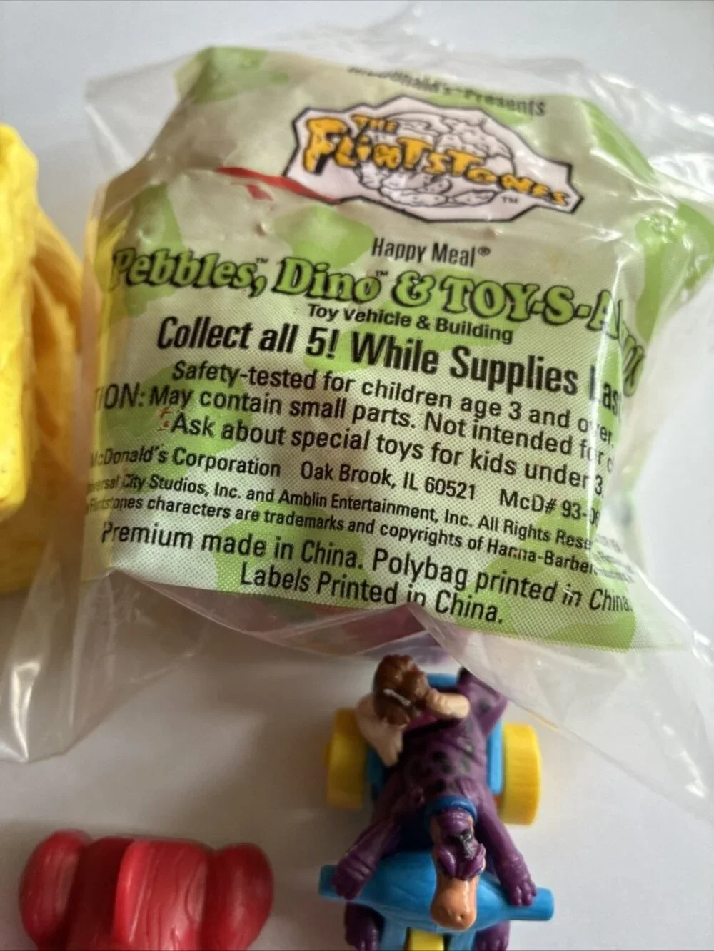 Vintage 1993 McDonalds The Flintstones Happy Meal Toy Lot Fred Wilma Pebbles